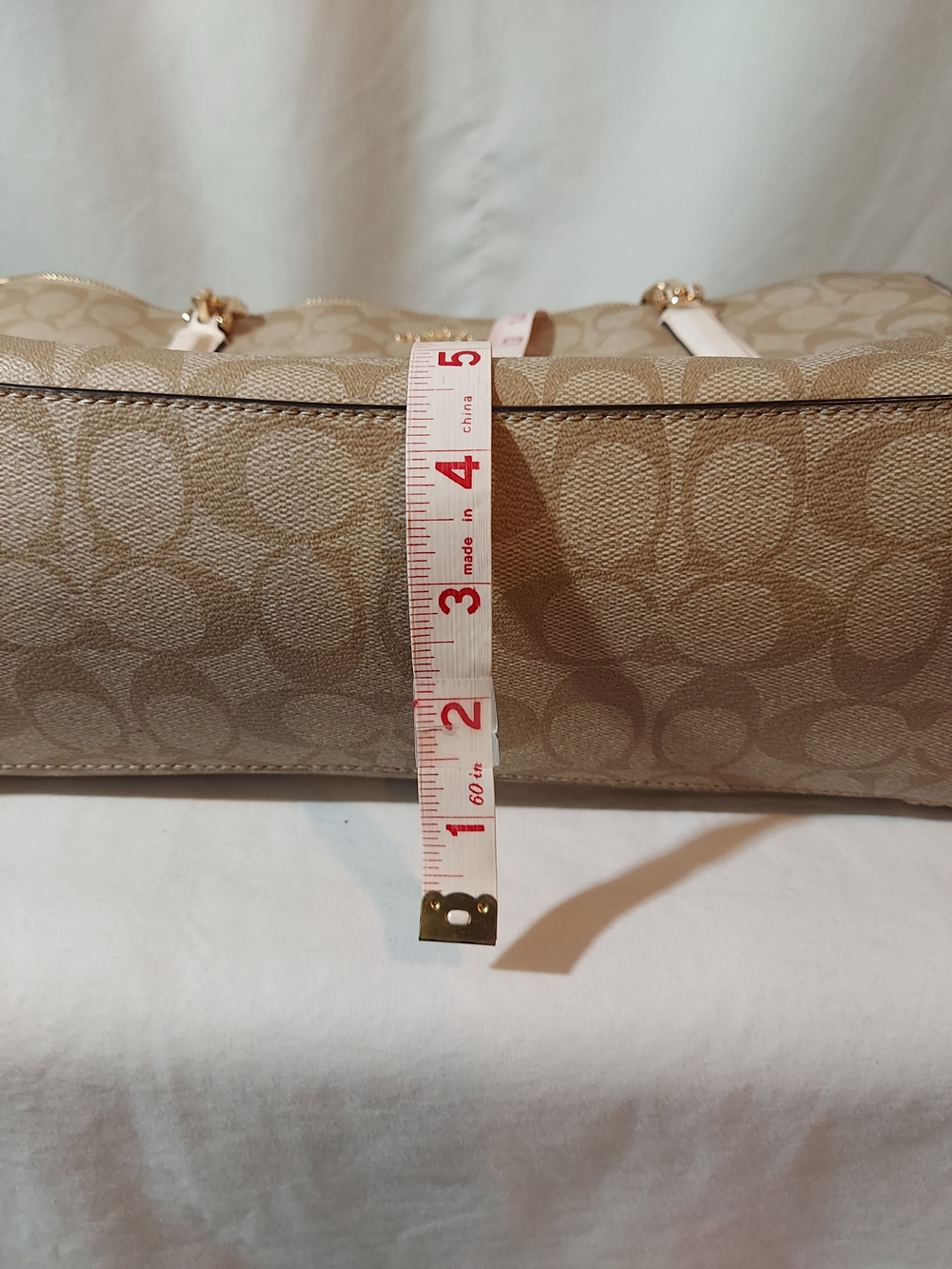 Coach Signature Ava Chain Tote & Matching Zip Wallet Set - Khaki/Chalk - Picture 13 of 14
